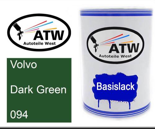 Volvo, Dark Green, 094: 500ml Lackdose, von ATW Autoteile West.